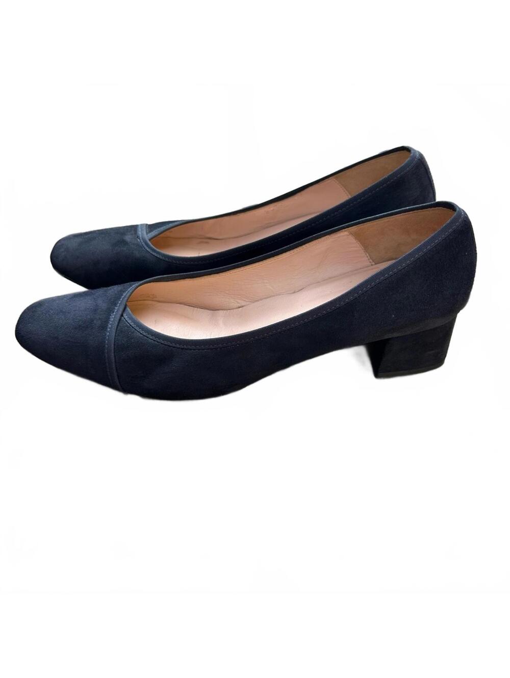 Brenda Zaro Kitten Heel Black Supple Leather Suede Low Pump | Size EU 38 US 7.5